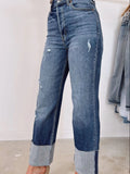 High Waist Distressed Straight Leg Jeans - CELIVINE