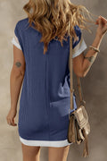Textured Round Neck Short Sleeve Dress - CELIVINE
