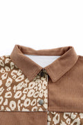 Leopard Button Up Drop Shoulder Jacket - CELIVINE