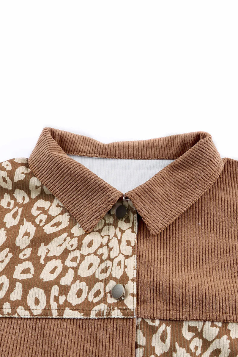 Leopard Button Up Drop Shoulder Jacket - CELIVINE