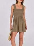 Smocked Square Neck Summer Romper - CELIVINE