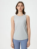 Cutout Back Round Neck Active Tank - CELIVINE