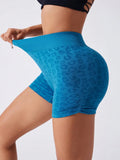 Ruched Leopard High Waist Active Shorts - CELIVINE