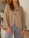 Asymmetrical Button Detail Sweater - CELIVINE