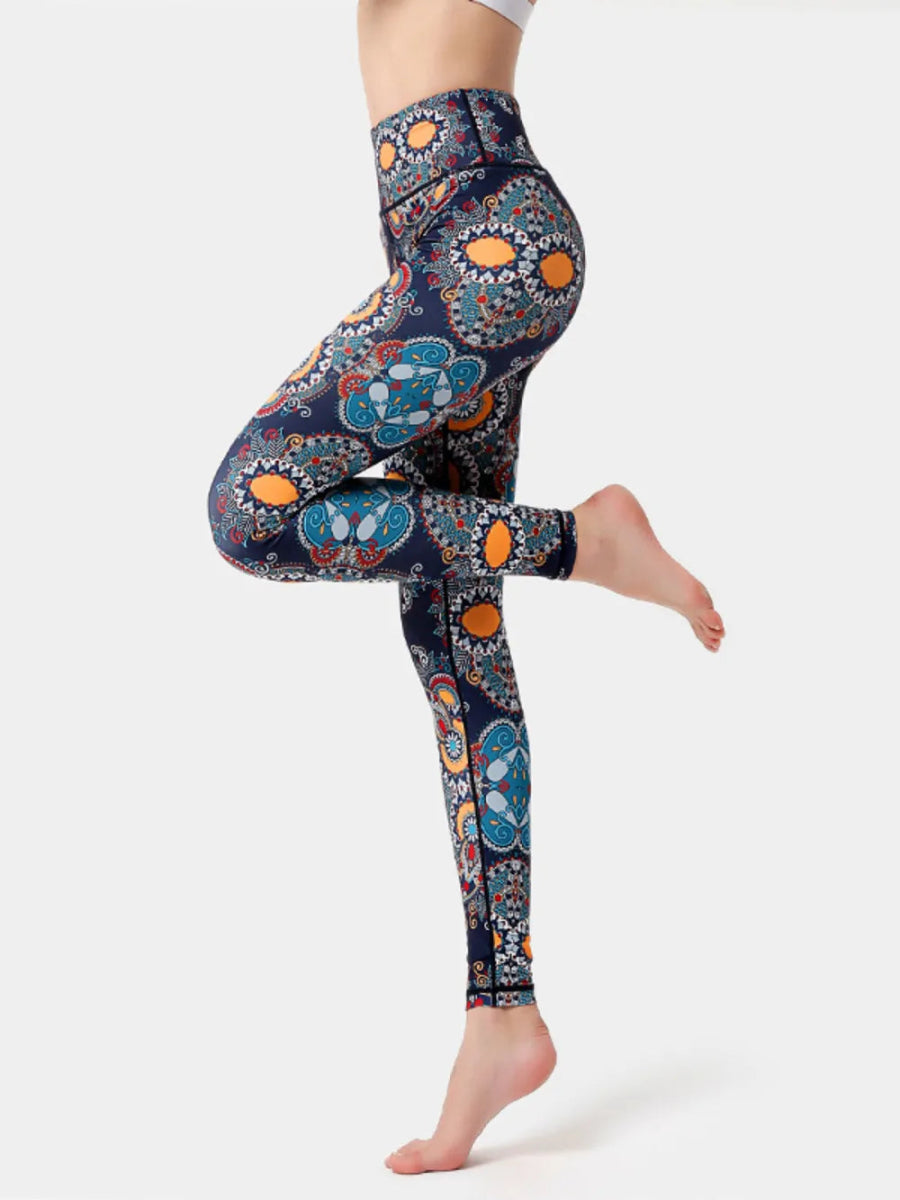 Graphic High Waist Active Leggings - CELIVINE