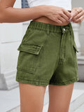 High Waist Cargo Denim Shorts - CELIVINE