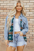 Pocketed Button Up Long Sleeve Denim Jacket - CELIVINE
