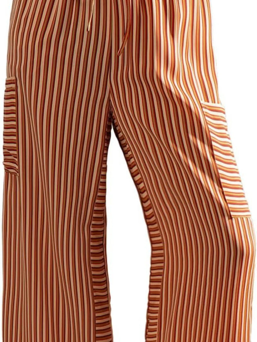 Contrast Striped Wide leg Pants - CELIVINE