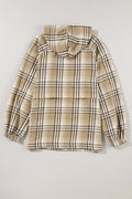 Drawstring Plaid Half Zip Raglan Sleeve Hoodie - CELIVINE