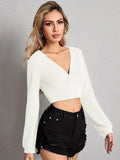 V Neck Crop Top - CELIVINE