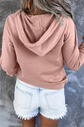 Dropped Shoulder Long Sleeve Hoodie with Pocket - CELIVINE