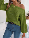 Openwork Long Sleeve Sweater - CELIVINE