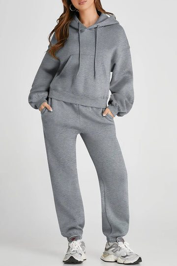 Dropped Shoulder Hooded Top and Pants Active Set - CELIVINE