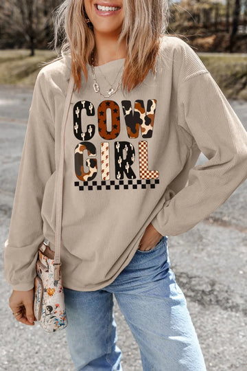 Cowgirl Graphic Long Sleeve Sweatshirt - CELIVINE