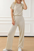 Ribbed Knit Wide Leg Jumpsuit - CELIVINE