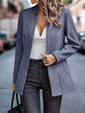 Open Front Long Sleeve Blazer - CELIVINE