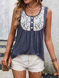 Lace Panel Scoop Neck Tank - CELIVINE