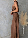 Satin Tube Maxi Dress - CELIVINE