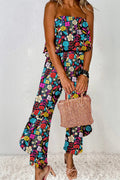 Printed Tube Wide Leg Jumpsuit - CELIVINE