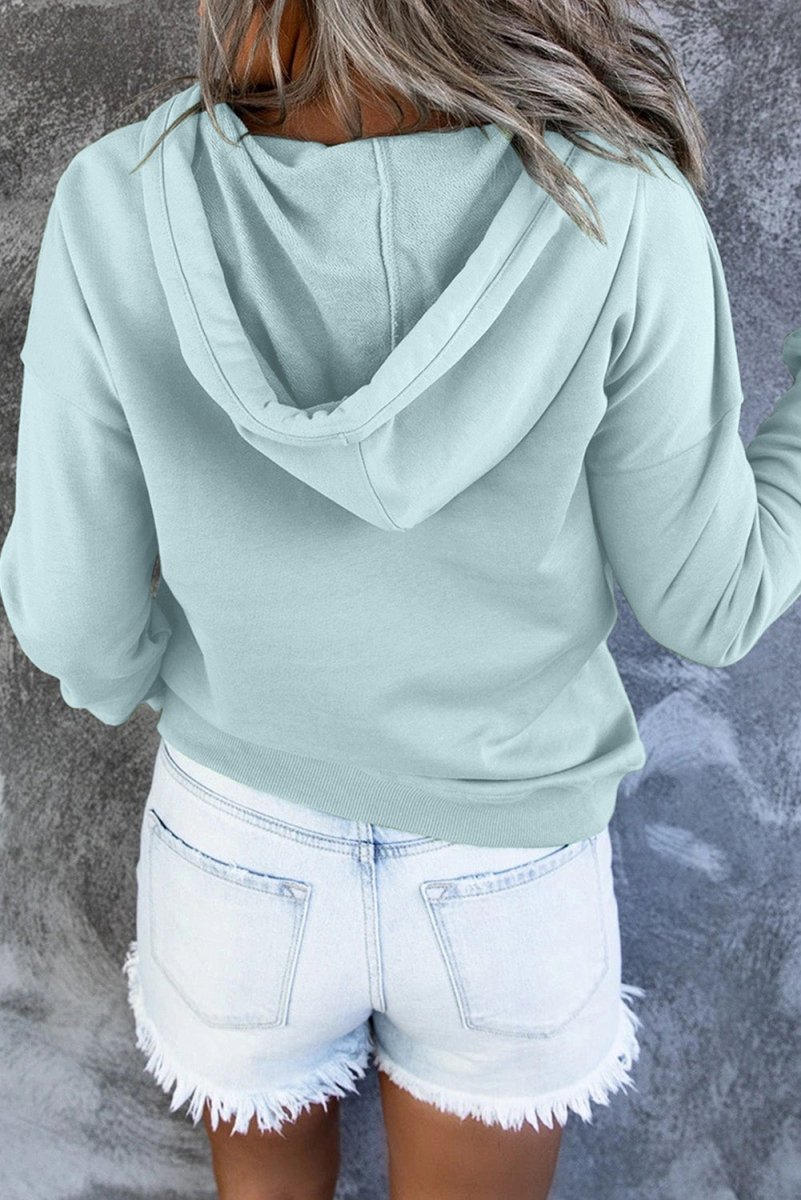 Dropped Shoulder Long Sleeve Hoodie with Pocket - CELIVINE