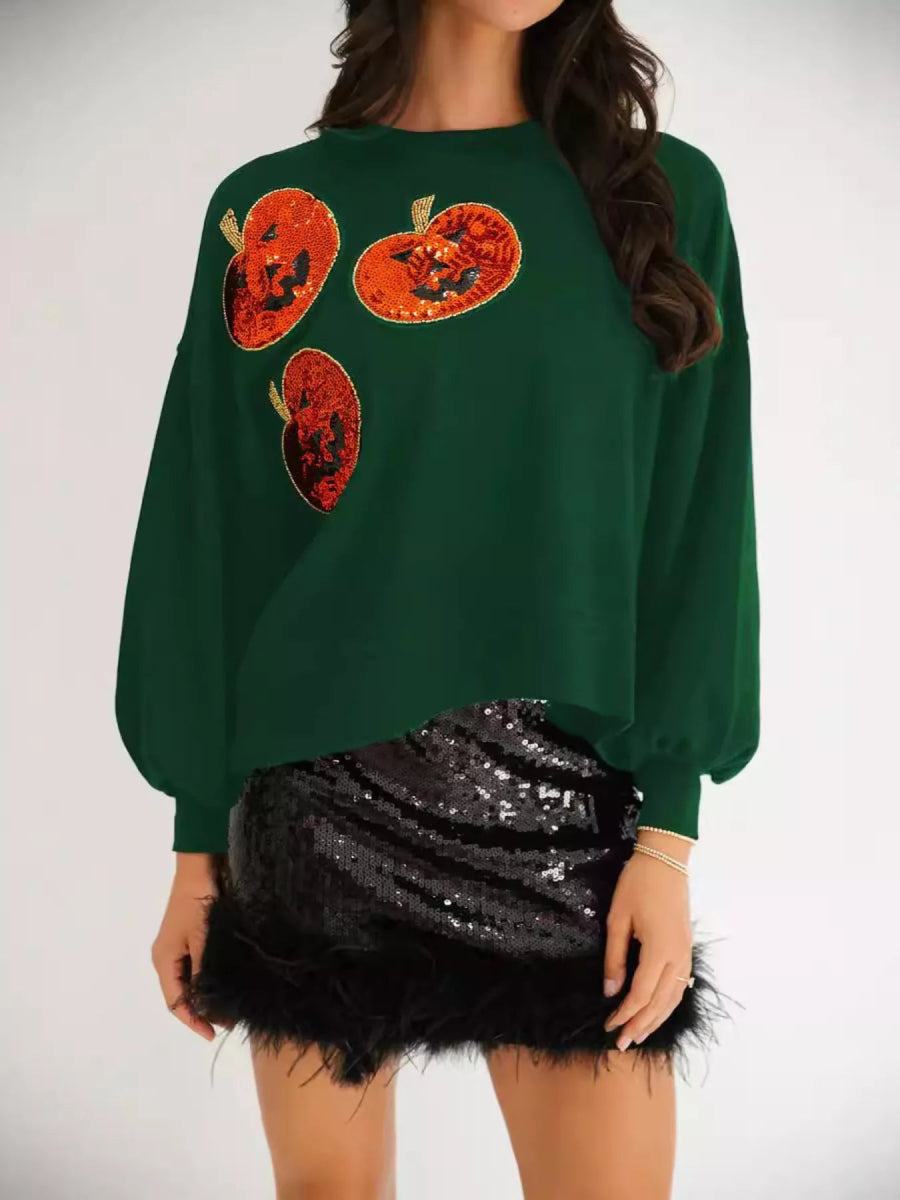Halloween Pumpkin Round Neck Sweatshirt - CELIVINE