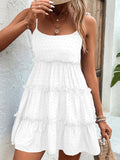 Frill Spaghetti Strap Tiered Dress - CELIVINE