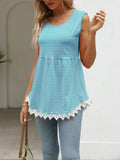Lace Trim Sleeveless Babydoll Tank Top - CELIVINE