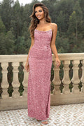 Sequin Backless Split Maxi Dress - CELIVINE