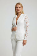Floral Pattern Lace Single - Breasted Blazer - CELIVINE
