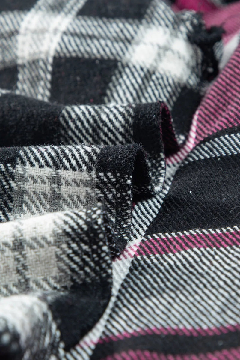 Pocketed Plaid Collared Neck Long Sleeve Shacket - CELIVINE