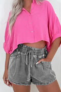 Drawstring Denim Shorts - CELIVINE