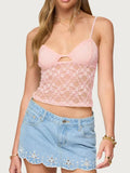 Adjustable Strap Lace Cami - CELIVINE