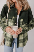 Snap Down Collared Neck Plaid Shacket - CELIVINE