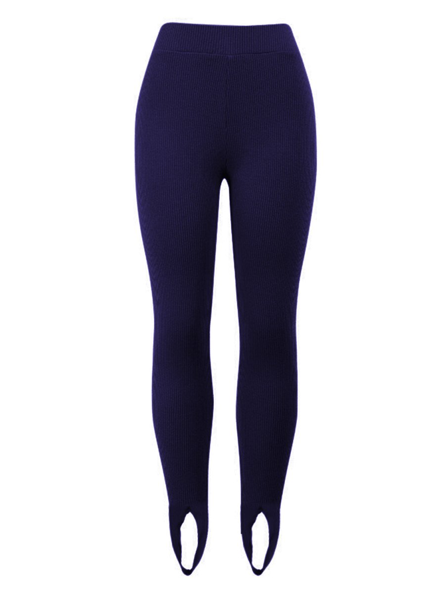Ribbed Mid Waist Leggings - CELIVINE