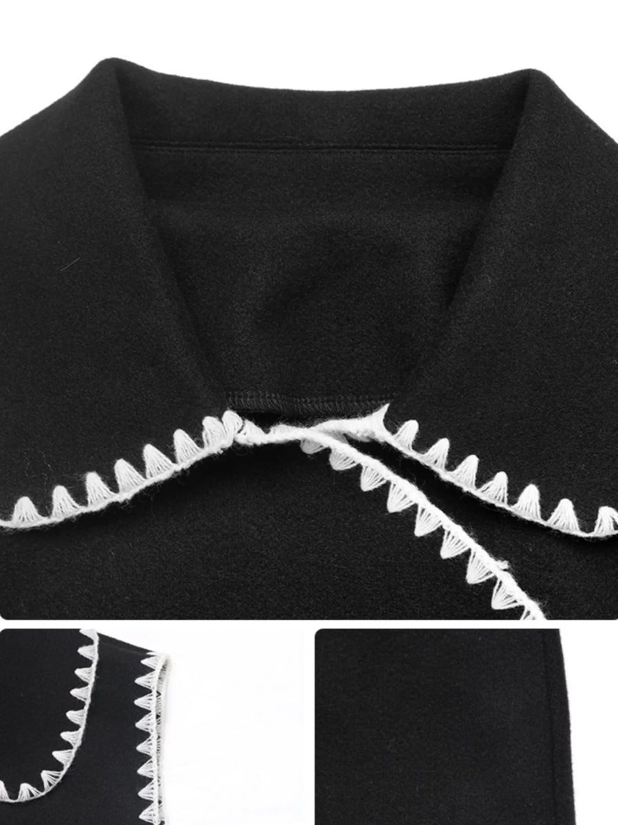 Contrast Trim Collared Neck Vest Coat - CELIVINE