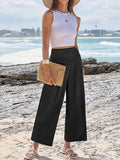 Wide Leg Smocked High Waist Pants - CELIVINE