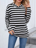 Striped Dropped Shoulder Hoodie - CELIVINE