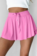 Drawstring High Waist Lined Active Skorts - CELIVINE