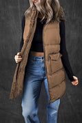 Pocketed Zip Up Vest Coat - CELIVINE