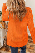 Openwork Round Neck Long Sleeve Sweater - CELIVINE