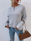 Quarter - Button Slit Sweater - CELIVINE