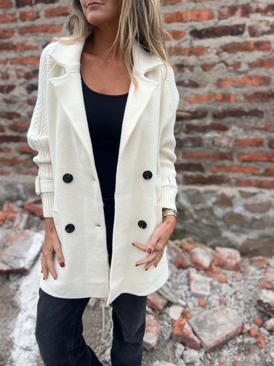 Full Size Texture Knit Longline Coat Plus Size - CELIVINE