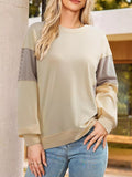 Striped Round Neck Long Sleeve Sweatshirt - CELIVINE