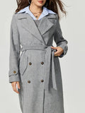 Collared Neck Long Sleeve Longline Coat - CELIVINE