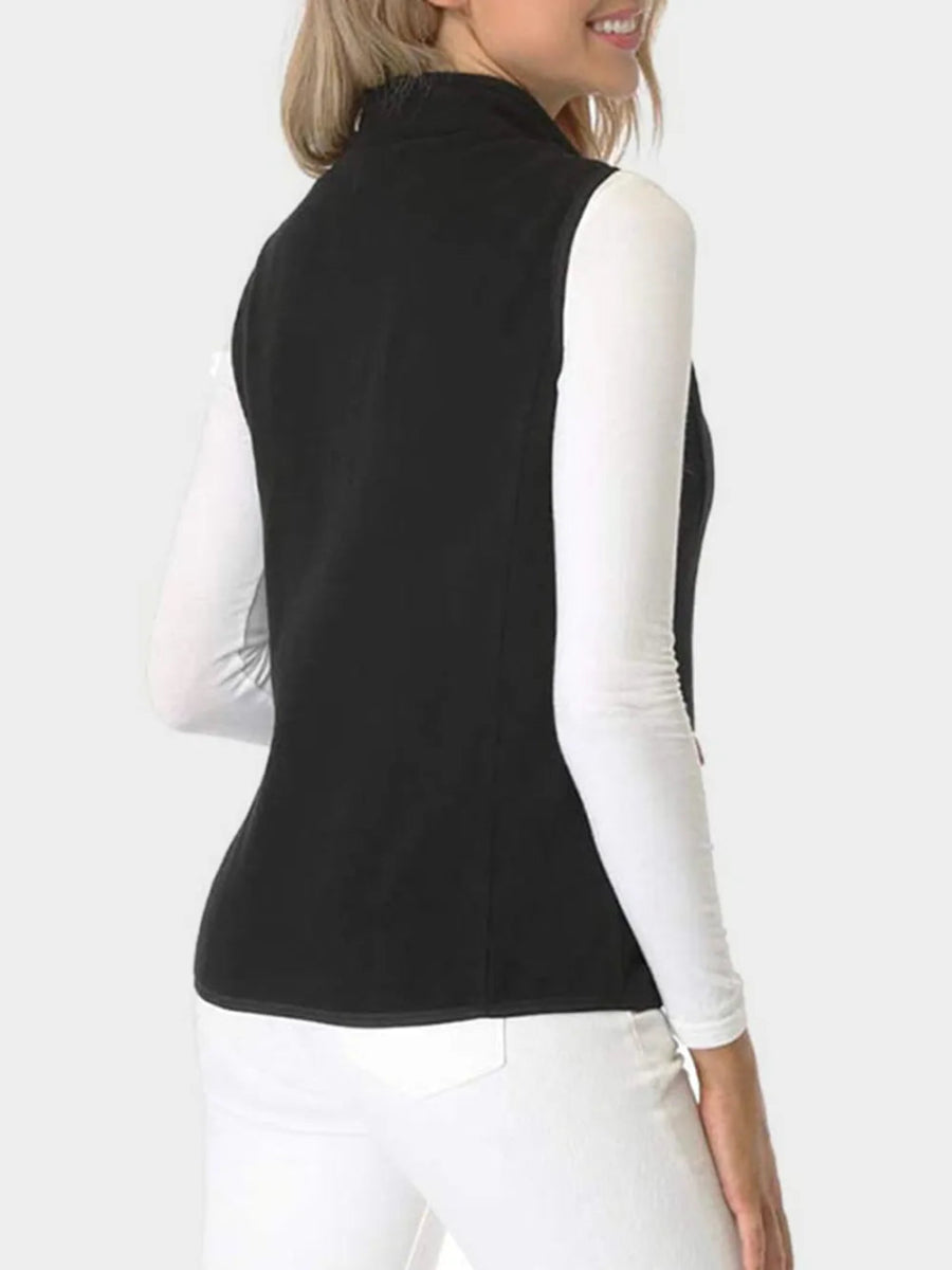Zip Up Turtleneck Vest with Pockets - CELIVINE
