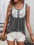 Lace Panel Scoop Neck Tank - CELIVINE