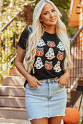 Halloween Graphic Round Neck Short Sleeve T-Shirt - CELIVINE