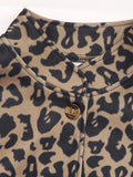 Leopard Print Casual Button Up Jacket - CELIVINE
