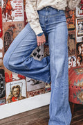 High - Waisted Wide Leg Jeans - CELIVINE