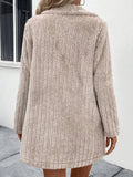Fuzzy Button Up Long Sleeve Coat with Pockets - CELIVINE